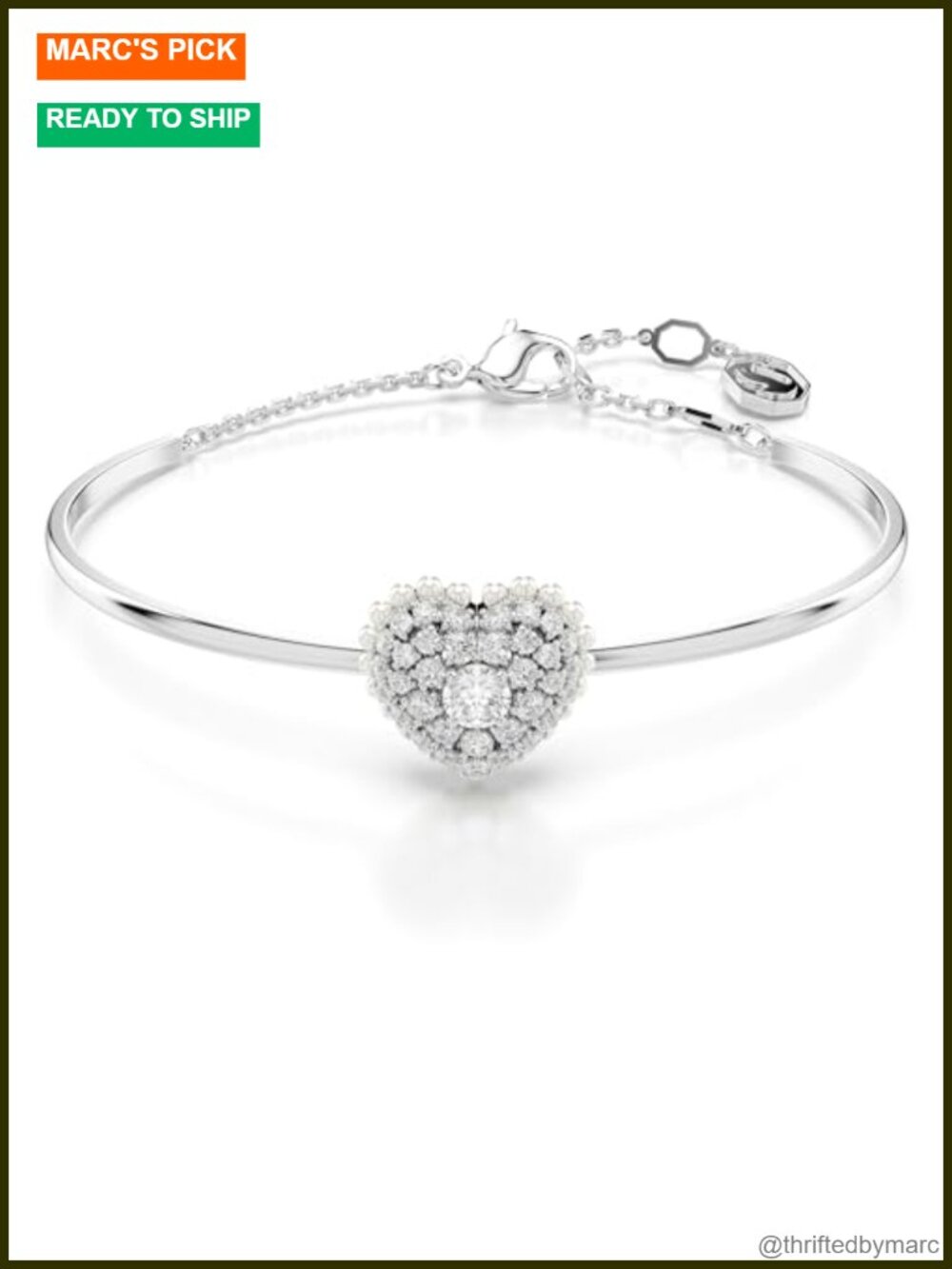 Swarovski Crystal Infinity Motif Bangle Bracelet Rhodium